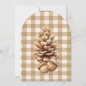 Fall Acorns Pine Cones Gingham Thanksgiving Arch 招待状 (裏面)