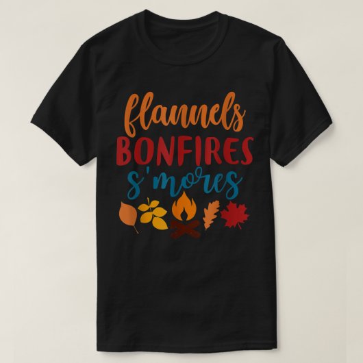Fall Apparel, Flannels Bonfires Smores, Autumn  Tシャツ (デザイン正面)