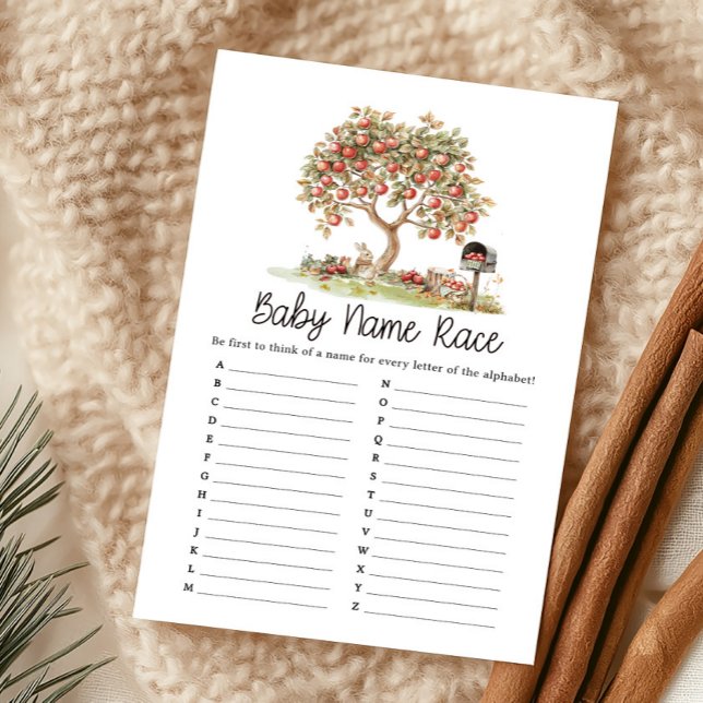Fall Apple of our Eyes ベビーネーム レースゲーム (Fall Apple Tree Baby Shower Baby Name Race Game)
