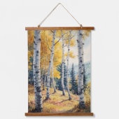 Fall Autumn Birch Trees Nature Landscape Art 吊り下げ型タペストリー (正面)