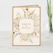 Fall Autumn Boho Wildflower QR Code Wedding 招待状 (正面)