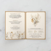 Fall Autumn Boho Wildflower QR Code Wedding 招待状 (内部)