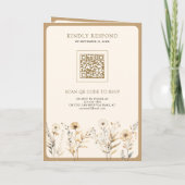 Fall Autumn Boho Wildflower QR Code Wedding 招待状 (裏面)