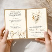 Fall Autumn Boho Wildflower QR Code Wedding 招待状