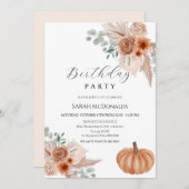 Fall Autumn Boho Woman Birthday Invitation 招待状 (正面/裏面)