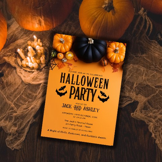 Fall Autumn Costume Party Pumpkin Halloween 招待状