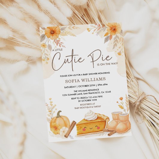Fall Autumn Cutie Pie Pumpkin Baby Shower 招待状