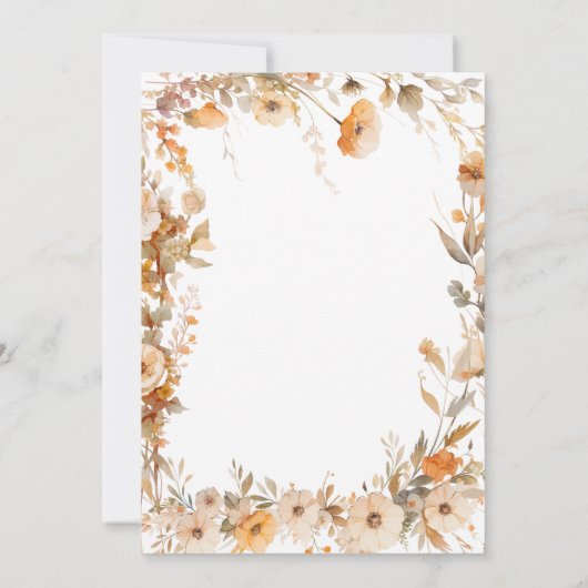 Fall Autumn Floral Baby Shower 招待状 (裏面)