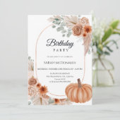 Fall Autumn Floral Boho Woman Birthday Invitation 招待状 (スタンド正面)