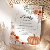 Fall Autumn Floral Boho Woman Birthday Invitation 招待状
