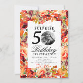 Fall Autumn Floral Photo SURPRISE 50th Birthday  招待状 (正面)