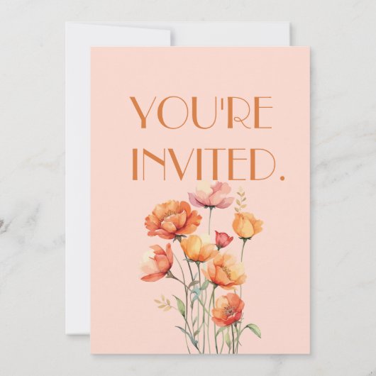 Fall/Autumn Floral Rustic Birthday Party 招待状 (裏面)