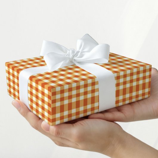 Fall Autumn Gingham Gift Wrapping Paper ラッピングペーパー