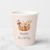 Fall Autumn Happy Birthday Pumpkin Paper cup 紙コップ (正面)