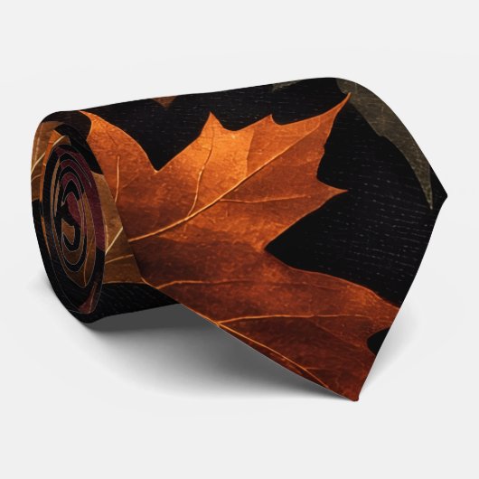 Fall Autumn Leaves Black Background ネクタイ (ロール)