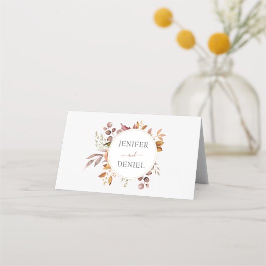 Fall Autumn Leaves Rustic Country Boho Wedding プレイスカード (裏面)