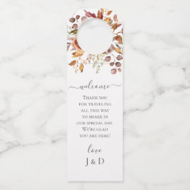 Fall Autumn Leaves Rustic Country Boho Wedding ボトルネックタグ