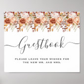 Fall Autumn Leaves Rustic Country Boho Wedding ポスター (正面)