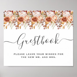 Fall Autumn Leaves Rustic Country Boho Wedding ポスター