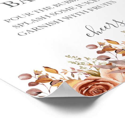 Fall Autumn Leaves Rustic Country Boho Wedding ポスター (角)