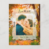 Fall Autumn Leaves Wedding Photo Save the Date  ポストカード (正面)