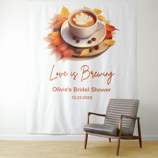 Fall Autumn Love is Brewing Coffee Bridal Shower  タペストリー (インサイチュ)
