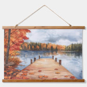 Fall Autumn Nature Lake Trees Landscape Painting 吊り下げ型タペストリー (正面)