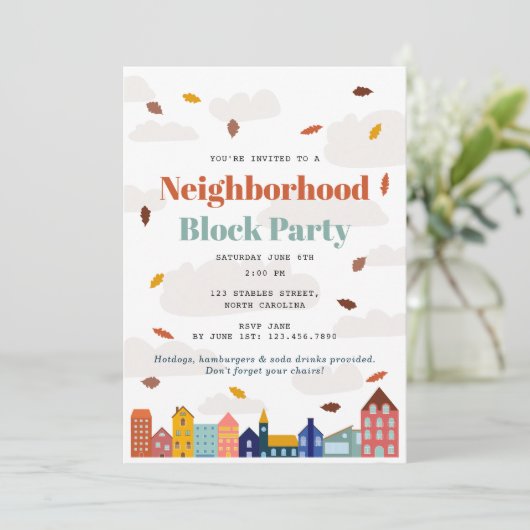Fall Autumn Neighborhood Block Party 招待状 (スタンド正面)