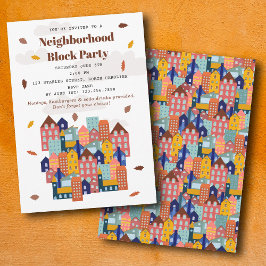 Fall Autumn Neighborhood Block Party 招待状