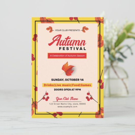 Fall / Autumn Party Flyer 招待状 (スタンド正面)