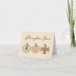 Fall-Autumn-Patchwork Pumpkins サンキューカード