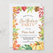Fall Autumn pumpkin Birthday Party 招待状 (正面)