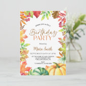 Fall Autumn pumpkin Birthday Party 招待状 (スタンド正面)