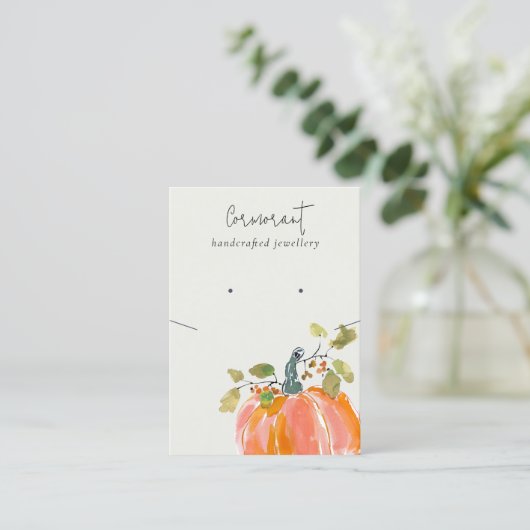 Fall Autumn Pumpkin Earring Necklace Display 名刺 (スタンド正面)