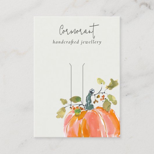 Fall Autumn Pumpkin Watercolor Hairpin Display 名刺 (正面)