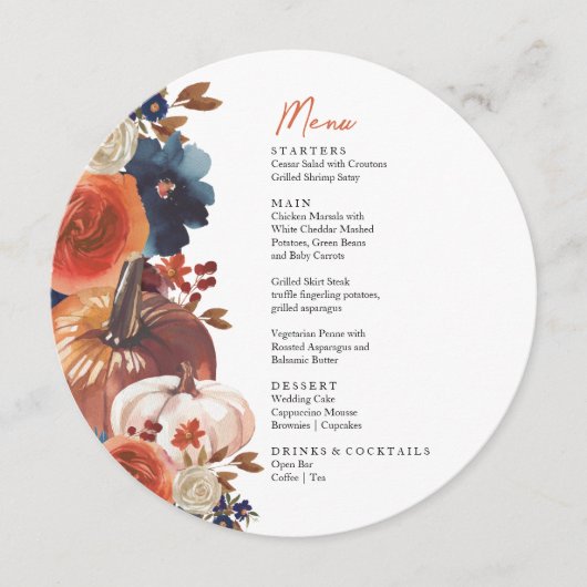 Fall autumn Pumpkins Menu  メニュー (正面)