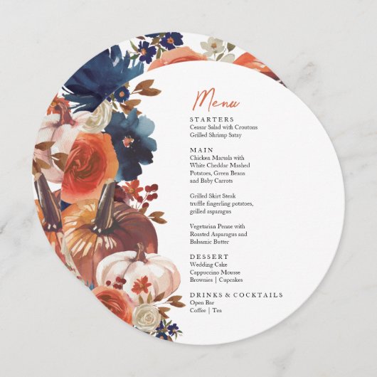 Fall autumn Pumpkins Menu  メニュー (正面/裏面)