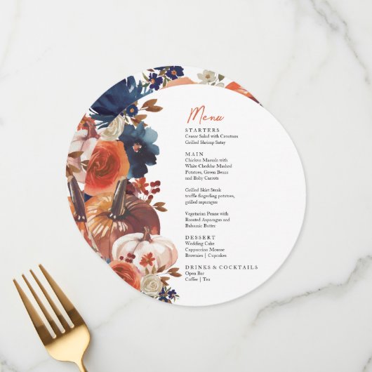 Fall autumn Pumpkins Menu  メニュー (正面/裏面インサイチュ)