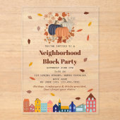 Fall Autumn Pumpkins Neighborhood Block Party アクリル招待状 (正面)