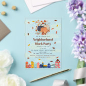 Fall Autumn Pumpkins Neighborhood Block Party アクリル招待状 (インサイチュ (ウェディング))