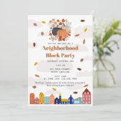 Fall Autumn Pumpkins Neighborhood Block Party 招待状 (スタンド正面)