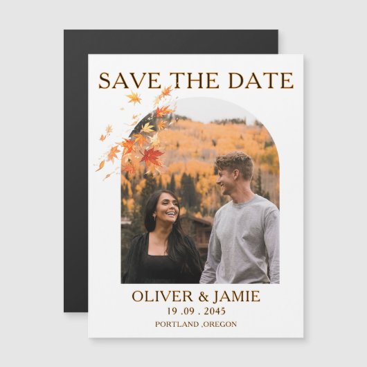 Fall Autumn Save the Date Wedding Magnetic Card (正面/裏面)