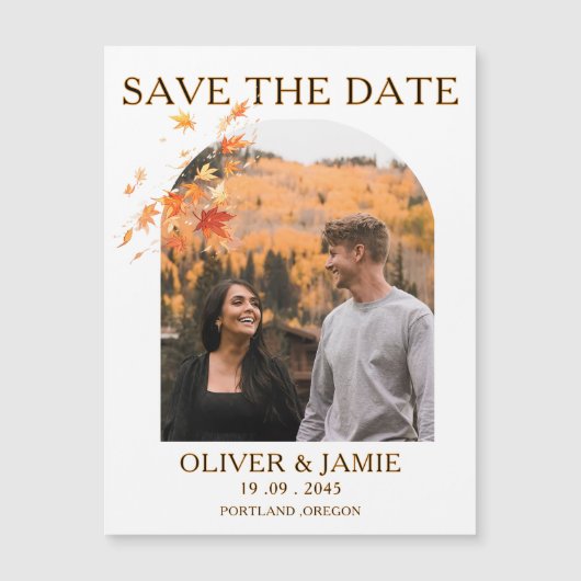 Fall Autumn Save the Date Wedding Magnetic Card (正面)
