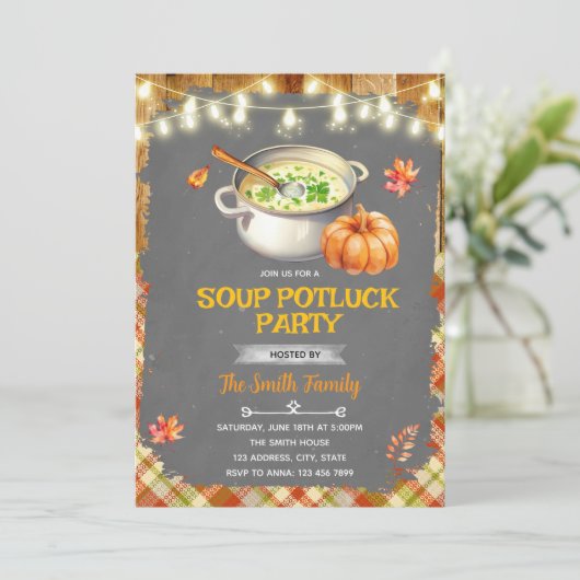 Fall autumn soup swap party invitation 招待状 (スタンド正面)