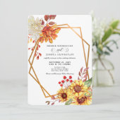 Fall Autumn Sunflower Wedding Invitation  招待状 (スタンド正面)