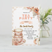Fall autumn thanksgiving tea party invitation  招待状 (スタンド正面)
