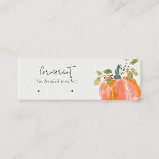 Fall Autumn Watercolor Pumpkin Earring Display スキニー名刺 (正面)