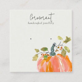 Fall Autumn Watercolor Pumpkin Earring Display スクエア名刺