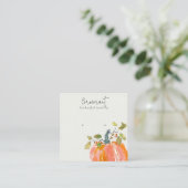 Fall Autumn Watercolor Pumpkin Earring Display スクエア名刺 (スタンド正面)