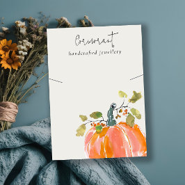 Fall Autumn Watercolor Pumpkin Necklace Display 名刺